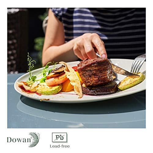 DOWAN Plato de Servicio,Juego de 2 Platos de Cena Ovalados,Vajilla Grande de Cerámica,Vajilla de Fiesta,Bandejas de Comida Horno para Carne de Pavo,Pescado,Aperitivos, Entrantes,Postre | Blanco