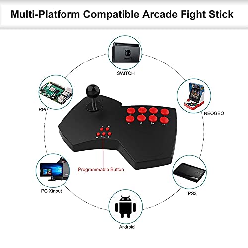 DOYO Arcade Fight Stick, Fight Arcade Stick Made by Iron, Street Fighter Arcade Fighting Joystick Controller for PC, PS3, Switch Pro, TV Android, Raspberry Pi, NeoGeo mini - Comes with a USB Cable