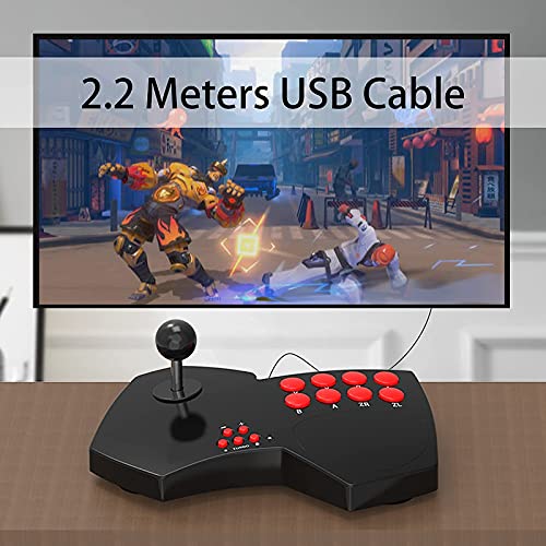 DOYO Arcade Fight Stick, Fight Arcade Stick Made by Iron, Street Fighter Arcade Fighting Joystick Controller for PC, PS3, Switch Pro, TV Android, Raspberry Pi, NeoGeo mini - Comes with a USB Cable