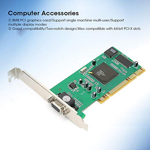 Dpofirs 32 bit 8 MB PCI Tarjeta Gráfica para Computadoras de Escritorio, 64Bit PCI-X Tarjeta de Video Universal para Placas Bases, Compatible con Software HISHARD/Buddy/BETWIN