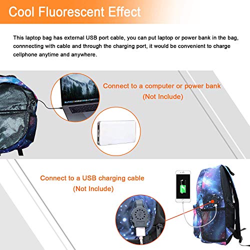 Dracarys Anime Galaxy Mochila Luminosa - Mochila Escolar con Puerto de Carga USB - Daypack Ambulante Bolso de Escuela de Hombro Bolsa para portátil para niños y niñas