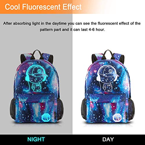Dracarys Anime Galaxy Mochila Luminosa - Mochila Escolar con Puerto de Carga USB - Daypack Ambulante Bolso de Escuela de Hombro Bolsa para portátil para niños y niñas