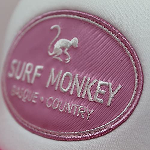 DRESSED IN MUSIC PLAY WITH ME Gorra Tipo Trucker - Visera Curvada - Talla única - Gorra Ajustable Snapback - Parche Bordado Surf Monkey - Diseño de 5 Paneles con Espuma (Naranja/Blanco)