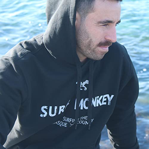 DRESSED IN MUSIC PLAY WITH ME Hoodie Sudadera Ecológica con Capucha para Hombre - Algodón Orgánico Gots Surf Monkey® (Negro Canguro, M)