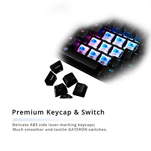 DREVO Seer MAX RGB Mini Teclado mecánico Bluetooth 5.1 y 2.4G de 61 Teclas, alámbrico e inalámbrico, Compatible con el Sistema operativo Windows/Mac,US Layout. (Gateron Azul Switch, Negro)