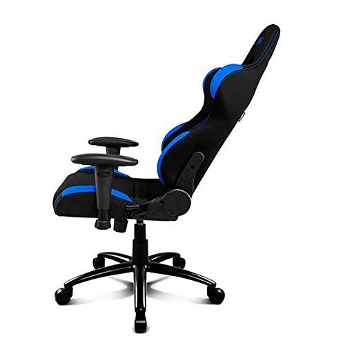 Drift DR100BL - Silla Gaming profesional, tela, reposabrazos 2D, piston clase 4, asiento basculante, altura regulable, respaldo reclinable, cojines lumbar y cervical, color negro/azul