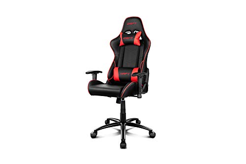 Drift DR125BR - Silla Gaming Profesional, (Poilipiel, Ergonómica, Respaldo Reclinable, Altura Regulable, Reposabrazos Ajustables), Color Negro/Rojo