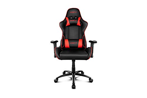Drift DR125BR - Silla Gaming Profesional, (Poilipiel, Ergonómica, Respaldo Reclinable, Altura Regulable, Reposabrazos Ajustables), Color Negro/Rojo