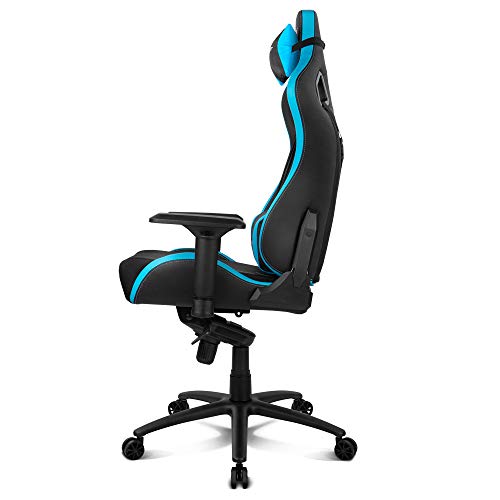 Drift DR500BL - Silla Gaming Profesional, polipiel, reposabrazos ajustable 4D, piston clase 4, sistema balanceo, altura regulable, respaldo reclinable, cojines lumbar y cervical, color negro/azul