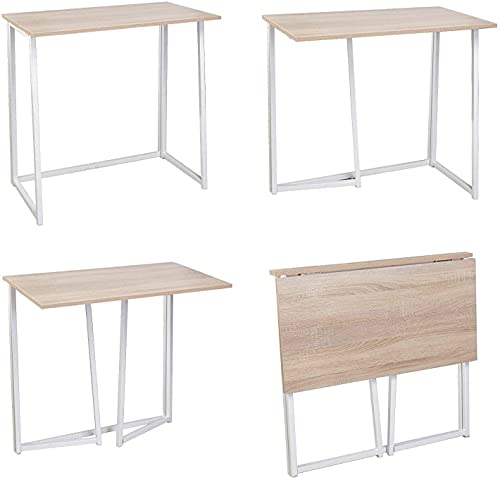 Dripex Mesa Escritorio Plegable, Mesa Ordenador, Compacto sin ensamblaje, Mesa de Estudio Plegable para Casa Oficina, Escritorio para computadora Manualidades, Color Madera, 80 x 45 x 74 cm