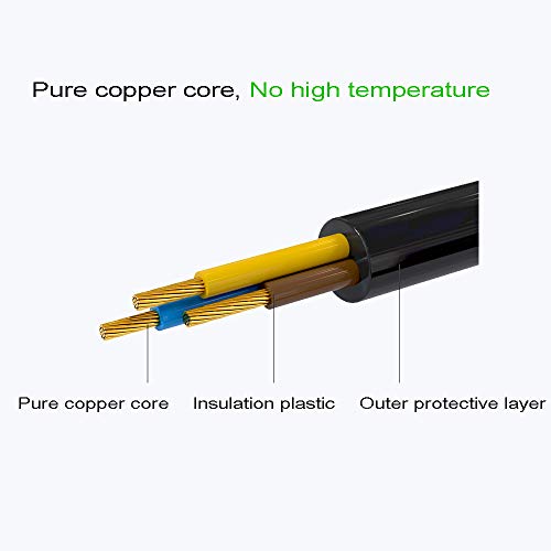 DTK Cable de Alimentación (2 Piezas) 1,2M IEC320 C13 H05VV-F para Impresora, PC, Monitor, Televisión, Proyector, PS3 / PS4 Pro, Equipo de DJ,Cable IEC Negro de 3 Pines