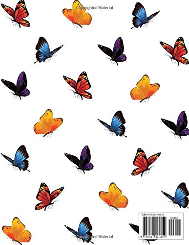 Dual Notebook Graph and Lined Butterfly Cover: Narrow Ruled (55) + Grid Lined 2x2 Squares Per Inch (55) 8.5x11, Pages 110, Paperback