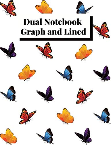 Dual Notebook Graph and Lined Butterfly Cover: Narrow Ruled (55) + Grid Lined 2x2 Squares Per Inch (55) 8.5x11, Pages 110, Paperback