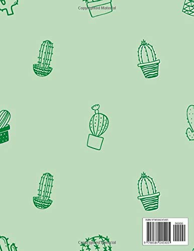 Dual Notebook Graph and Lined Cactus Cover: Narrow Ruled (55) + Grid Lined 2x2 Squares Per Inch (55) 8.5x11, Pages 110, Paperback