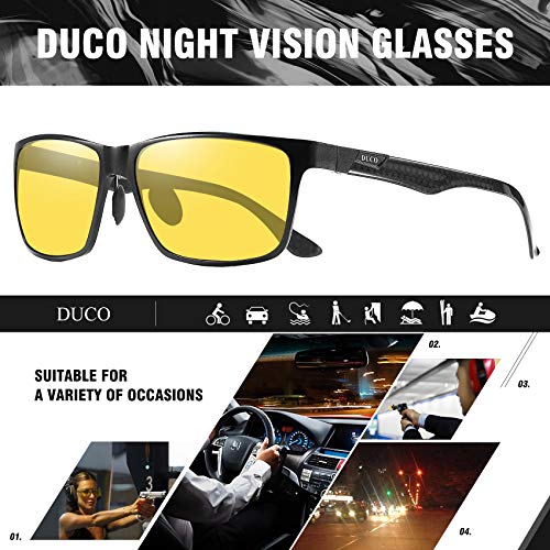Duco Gafas de conducción nocturna para hombres y mujeres con marco de fibra de carbono Visión nocturna Gafas que conducen antirreflejos gafas de contraste polarizadas 8206