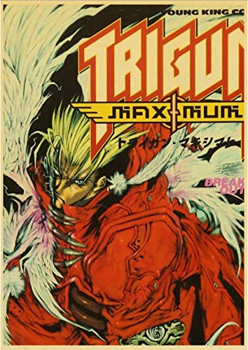 DUDUANLIAN Canvas Vintage Japanese Anime Trigun Posters Wall Stickers Retro Poster Prints High Definition For Livingroom Home Decoration 50 * 70Cm (No Frame) Waterproof and Durable