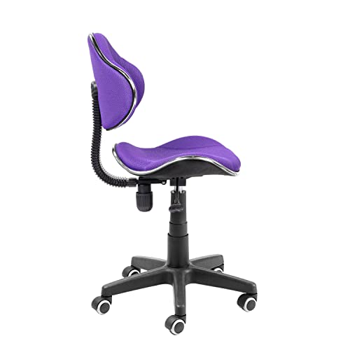 duehome Silla de Escritorio, Silla de Estudio, Silla Juvenil, Acabado en Tejido Transpirable, Color Lila, Modelo Bambola, Medidas: 56 cm (Ancho) x 54 cm (Fondo) x 84-95,5 cm (Alto)