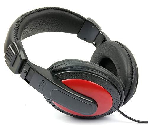 DURAGADGET Auriculares De Diadema Compatible con Portátil MSI Raider GE73VR 7RF-258XES - Negro Y Rojo - con Cable De 2 Metros Y Conexión Jack De 3.5mm