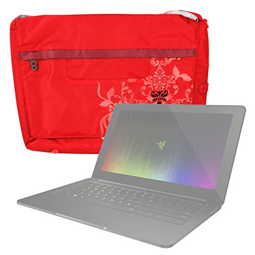 DURAGADGET Bolso Rojo con Print Floral para Razer Blade Stealth 12.5", Razer Blade Stealth 13.3" / ASUS Premium R457UA WX195T / Acer Aspire VX 15 (VX5-591G-50Z1) Pulsera Y Asa De Hombro Ajustable