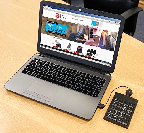 DURAGADGET Teclado Numérico con Cable Retráctil para Ordenador portátil ASUS D540SA-XX620T | F540YA-XX078T | X540LA-XX265T | F541UA-XO242T | D540SA-XX620T - con Conexión USB