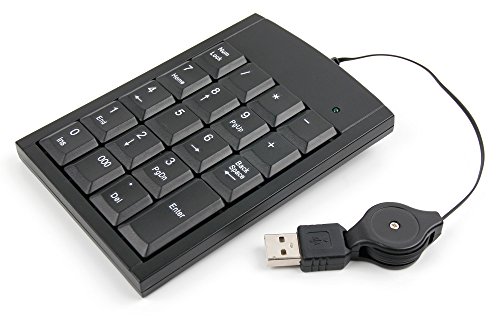 DURAGADGET Teclado Numérico con Cable Retráctil para Ordenador portátil ASUS D540SA-XX620T | F540YA-XX078T | X540LA-XX265T | F541UA-XO242T | D540SA-XX620T - con Conexión USB