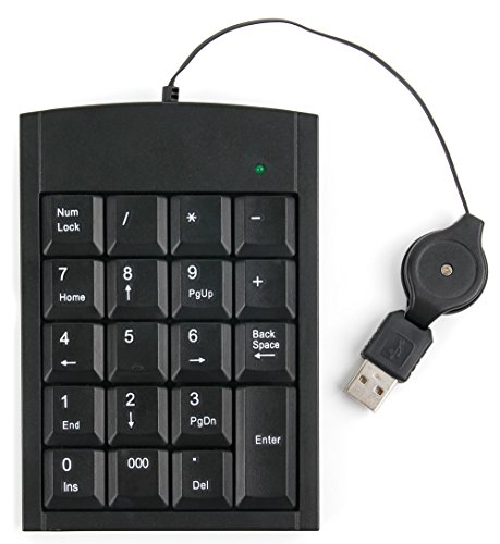 DURAGADGET Teclado Numérico con Cable Retráctil para Ordenador portátil ASUS D540SA-XX620T | F540YA-XX078T | X540LA-XX265T | F541UA-XO242T | D540SA-XX620T - con Conexión USB