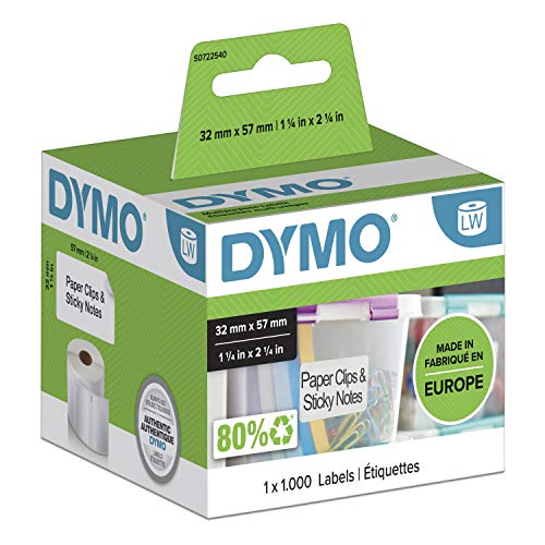 DYMO LW etiquetas auténticas multiusos | 57 mm נ32 mm | rollo de 1000 etiquetas con reverso fácil de retirar | autoadhesivas | para etiquetadoras LabelWriter