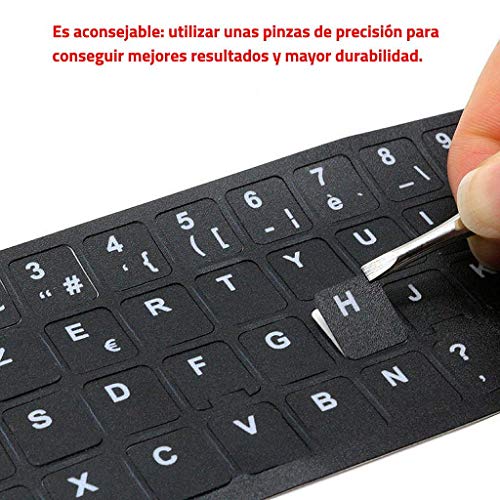 E-NUC Adhesivo Teclado Español (Letras de Botón, Impermeable, Resistente, para Portátiles, Ordenadores de Mesa, Fácil de Despegar y Pegar) - Negro