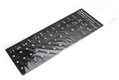 E-NUC Adhesivo Teclado Español (Letras de Botón, Impermeable, Resistente, para Portátiles, Ordenadores de Mesa, Fácil de Despegar y Pegar) - Negro