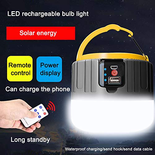 Eamplest Lampara de Camping, 2200 Lumens, Linterna de Camping Recargable con Control Remoto, Carga Solar, 3 Modos de Luz, IPX6 Impermeable, Luz Solar Exterior LED Ultra Brillante -Tipo B