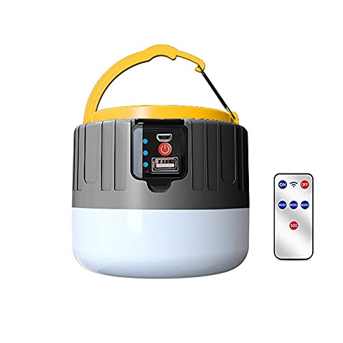Eamplest Lampara de Camping, 2200 Lumens, Linterna de Camping Recargable con Control Remoto, Carga Solar, 3 Modos de Luz, IPX6 Impermeable, Luz Solar Exterior LED Ultra Brillante -Tipo B