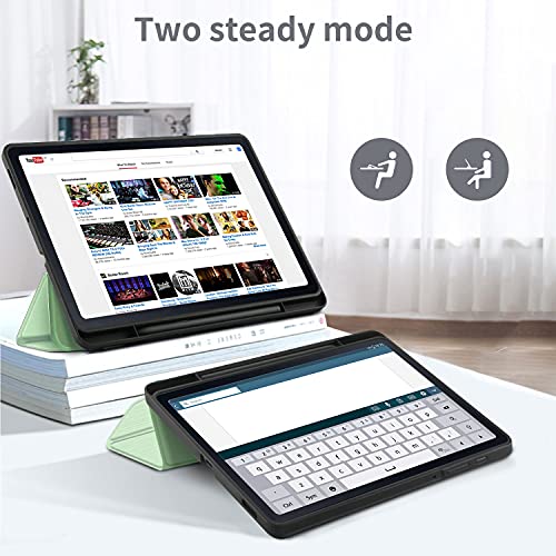 EasyAcc Funda compatible con Samsung Galaxy Tab S6 Lite 2020 con cristal blindado, ultrafina, con función atril, piel sintética, para Tab S6 Lite 10,4 pulgadas SM-P610N/P615N, verde