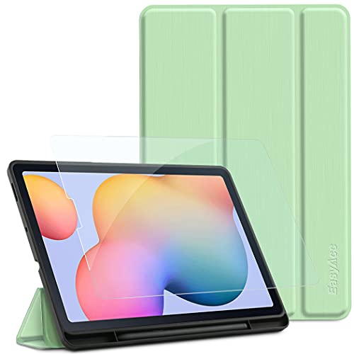 EasyAcc Funda compatible con Samsung Galaxy Tab S6 Lite 2020 con cristal blindado, ultrafina, con función atril, piel sintética, para Tab S6 Lite 10,4 pulgadas SM-P610N/P615N, verde