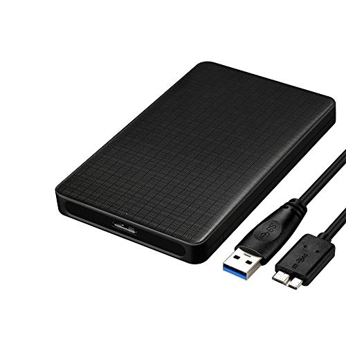 EasyULT Caja Externo para Disco Duro de 2.5" con Cable USB 3.0, Externo Carcasa para Disco Duro Soporte UASP SATA III HDD SSD de 2.5"-Negro