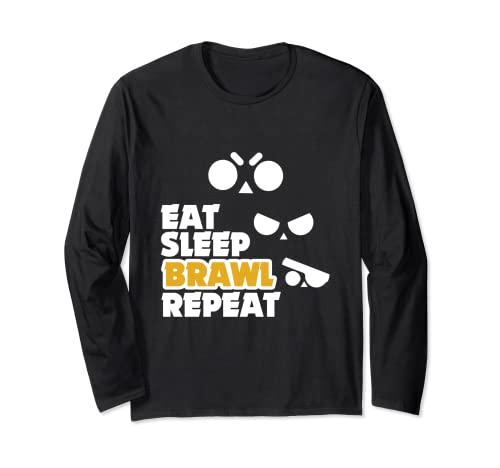 Eat Sleep Brawl Repeat Gamer Juego móvil Brawl Para Stars Manga Larga