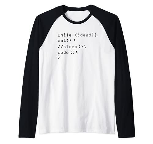 Eat Sleep Code Tech Science Programming Hacker Programador Camiseta Manga Raglan