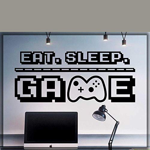 Eat Sleep Game Calcomanía de pared X-box PS4 game Gamer Room decoración vinilo extraíble Playroom pegatina adolescentes Room Decor Mural 99x42CM