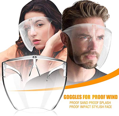 Eatasty Escudo Facial Gafas, Reutilizables Lavables Cara Cristales Shield, Claro y la Cara Anti-Niebla Escudo para Hombre y Mujer (1)