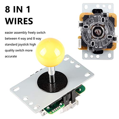 EG STARTS 1 jugador Arcade DIY Kit Codificador USB a PC Arcade Joystick Botones para USB MAME Juego de PC DIY y Raspberry Pi Retro Controller Parts (Amarillo)