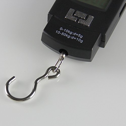 Eidyer Báscula Digital Básculas de Equipaje Escala de Pesca de Pantalla LCD10g~50kg,Viaje Portátil Báscula de Gancho de Medición para Pesar Maletas, Viajes,Cocina, Pesca y Caza