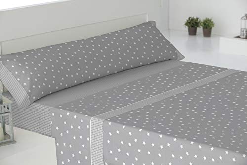 El Barco - Estrella - Juego Sábanas - Gris - Cama 150 cms Estrellas Gris 150