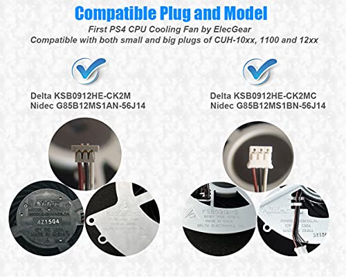 ElecGear Ventilador de Refrigeración para PS4 CUH-1xxx – Interno CPU Cooling Fan, Reemplazo de Enfriamiento, Pasta Térmica, Torx TR9 y PH1 Herramienta de reparación for Playstation 4