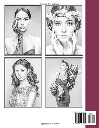Elegant Faces: Grayscale Coloring Book for Adults Looking for Stress Relief and Relaxation, (32 Real Photos Printed Single Sided)