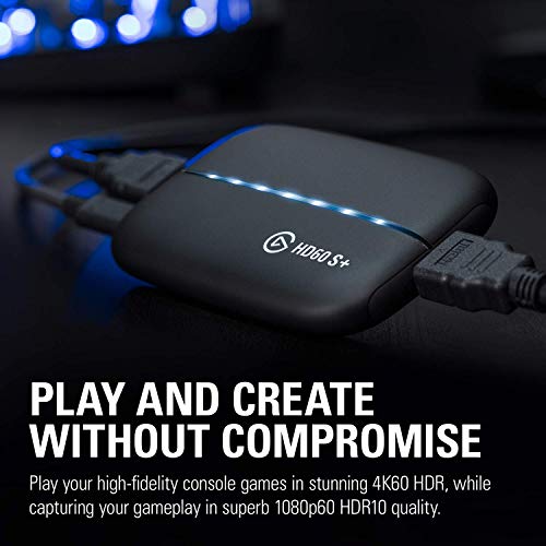 Elgato Hd60 S+, Tarjeta De Captura, Captura A 1080P60 Hdr10 + CAM Link 4K, Transmite Y Graba con Cámara De Fotos O Vídeo, 1080P60, 4K/30 Fps, Hdmi, USB 3.0, Videollamadas, Teletrabajo, Zoom, Teams