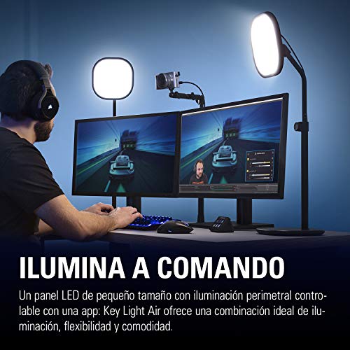 Elgato Key Light Air - Panel LED Profesional con 1400 Lúmenes, Tecnología de Difusión Multicapa, Controlable con App, Temperatura de Color Ajustable, para Mac/Windows/iPhone/Android