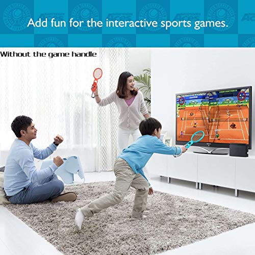 Elibeauty Raqueta de tenis para interruptor, 2 piezas Switch Mario Tennis Aces accesorios de juego, paquete de dos agarres para interruptor Joy-Con controlador (negro)