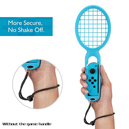 Elibeauty Raqueta de tenis para interruptor, 2 piezas Switch Mario Tennis Aces accesorios de juego, paquete de dos agarres para interruptor Joy-Con controlador (negro)