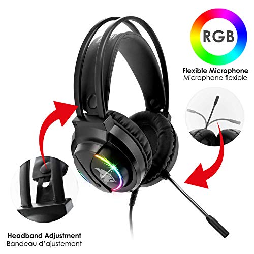 EMPIRE Gaming Armor S-100 Pack Gamer 4 en 1 RGB – Teclado RGB AZERTY anti-Ghosting – Micro auriculares RGB – Ratón RGB 6400 DPI – Alfombrilla de ratón – PC PS4 PS5 Xbox One Mac