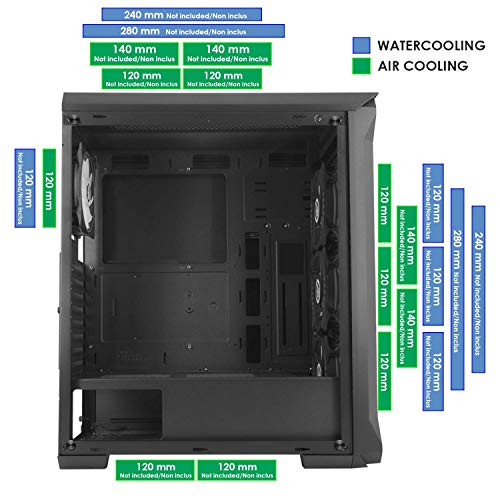 EMPIRE GAMING – Caja PC Gamer Darkwitcher ARGB Torre Mediana ATX – Frontal Metal Mesh y Pared Lateral de Vidrio Templado – 4 Ventiladores 5 Voltios PWM LED RGB direccionables 120 mm