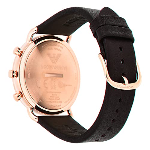 Emporio Armani - Smartwatch híbrido Conectado con Correa de Piel Negra para Hombre ART3029